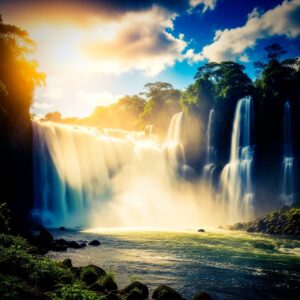 A waterfall with a milky, dreamlike water effect, captured with a long exposure.